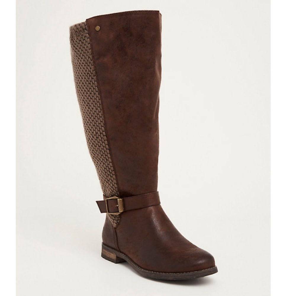 Sweater Back Kneehigh Boots Wide With & Wide Calf